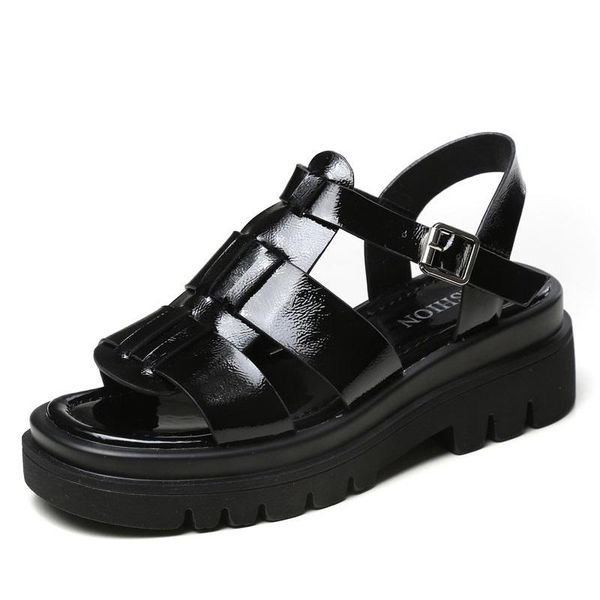sandals 2021 patent leather fashion for women summer peep toe genuine shoes wedges heel platform gladiator, Black
sandals 2021 patent leather fashion for women summer peep toe genuine shoes wedges heel platform gladiator, Black