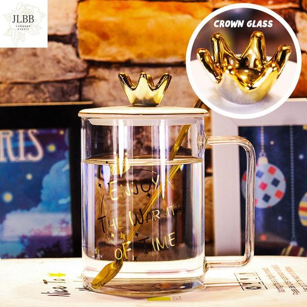 mugs 450ml crown theme glass coffee fashion cup with lid spoon gift box body cover heat resistant transparent
mugs 450ml crown theme glass coffee fashion cup with lid spoon gift box body cover heat resistant transparent