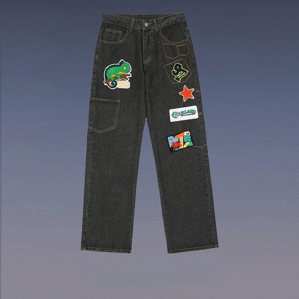 men's jeans divethru men and women hip-hop trend high street retro wide-leg pants straight loose old harajuku korean punk boyfriend, Blue
men's jeans divethru men and women hip-hop trend high street retro wide-leg pants straight loose old harajuku korean punk boyfriend, Blue