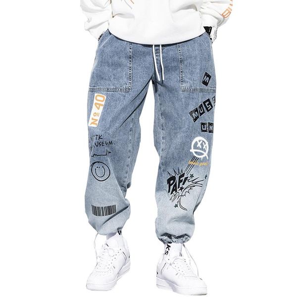men's jeans fashion cargo pants hip hop trend streetwear jogging men casual elastic waist clothing trousers, Blue
men's jeans fashion cargo pants hip hop trend streetwear jogging men casual elastic waist clothing trousers, Blue