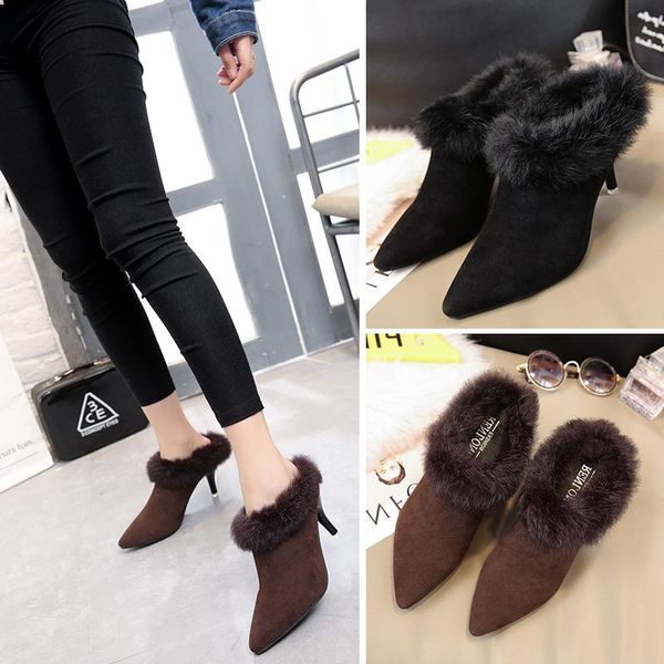 slippers european web celebrity fur thin high heels hair mules shoes fashion est pointed toe slides winter woman, Black
slippers european web celebrity fur thin high heels hair mules shoes fashion est pointed toe slides winter woman, Black