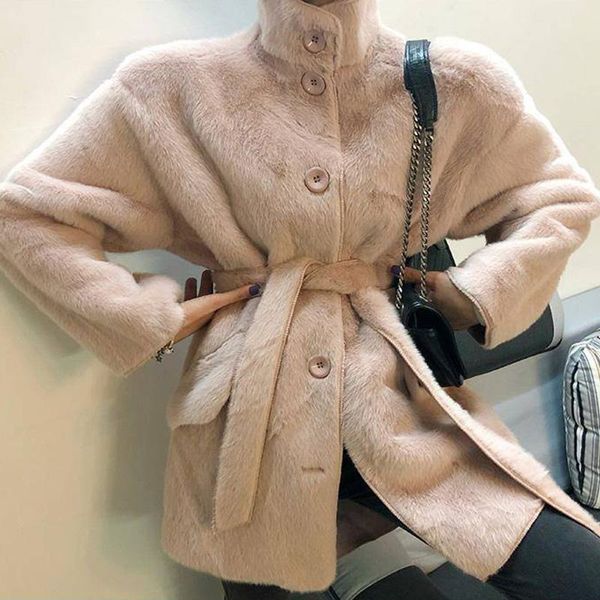 women's fur & faux winter thick solid women jacket outwear lady sashes korean fashion coats female warm jackets, Black
women's fur & faux winter thick solid women jacket outwear lady sashes korean fashion coats female warm jackets, Black