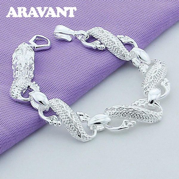 link, chain 925 silver jewelry men bracelet white dragon bracelets, Black
link, chain 925 silver jewelry men bracelet white dragon bracelets, Black