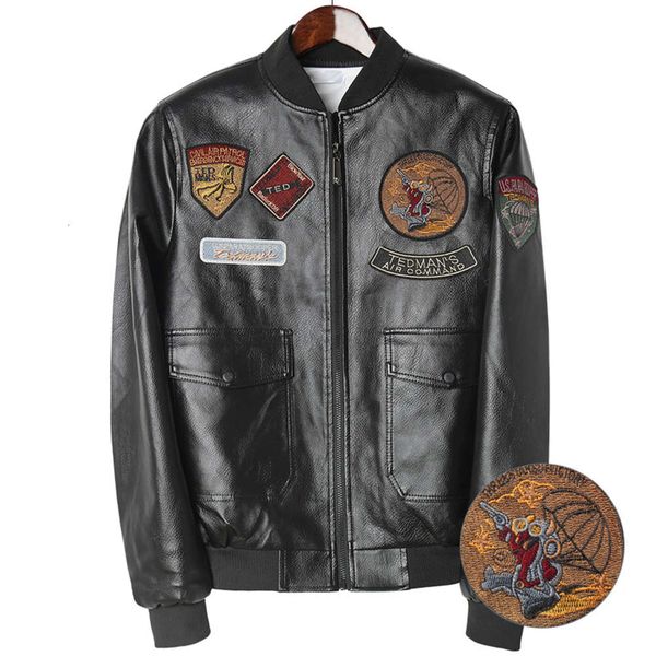 new thread cuffs autumn winter coat korean slim fit pu leather jacket casual men's embroidered fashionable motorcycle suit, Black;brown
new thread cuffs autumn winter coat korean slim fit pu leather jacket casual men's embroidered fashionable motorcycle suit, Black;brown