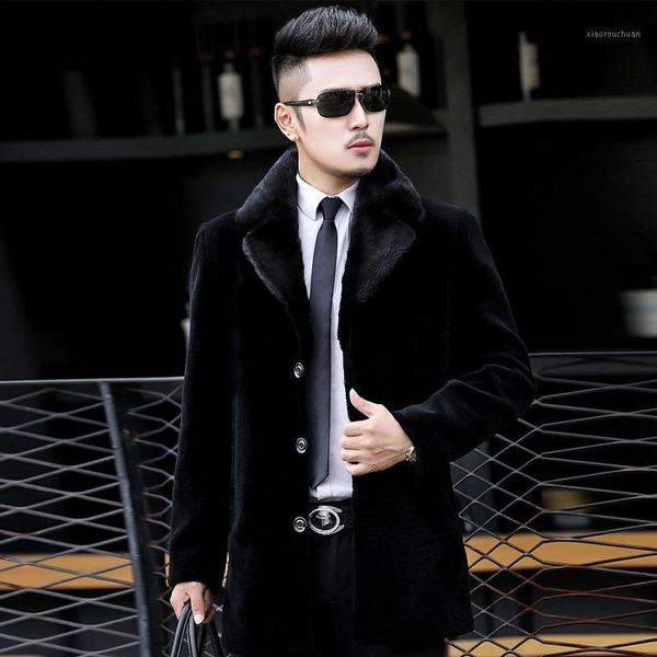 men's leather & faux sheep shearling fur coat men autumn winter jacket real mink collar mens wool plus size veste homme 17780 yy403, Black
men's leather & faux sheep shearling fur coat men autumn winter jacket real mink collar mens wool plus size veste homme 17780 yy403, Black