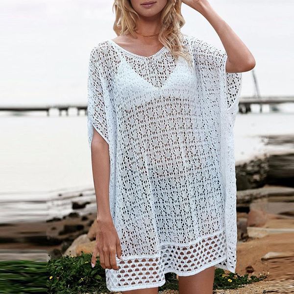 women's swimwear 2021 women crochet solid white cover-up beach wear summer mesh dress hollow out sunscreen bikini blouse, White;black
women's swimwear 2021 women crochet solid white cover-up beach wear summer mesh dress hollow out sunscreen bikini blouse, White;black