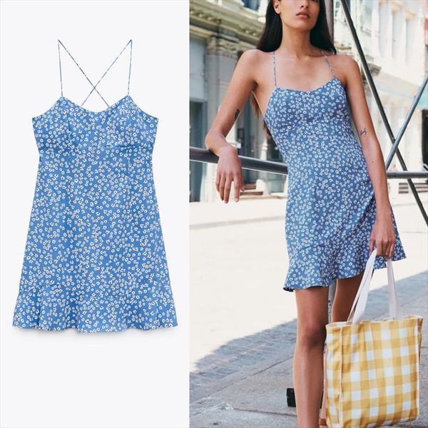 za summer print blue womens dress sleeveless straps backless sundress woman fashion side zip ruffle hem mini dresses, Black;gray
za summer print blue womens dress sleeveless straps backless sundress woman fashion side zip ruffle hem mini dresses, Black;gray