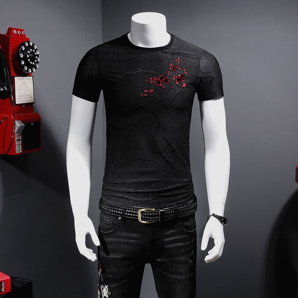 men's t-shirts embroidered sequins plum paern high-end luxury shor sleeve shir summer qualiy encel sof breahable shir men x844, White;black
men's t-shirts embroidered sequins plum paern high-end luxury shor sleeve shir summer qualiy encel sof breahable shir men x844, White;black