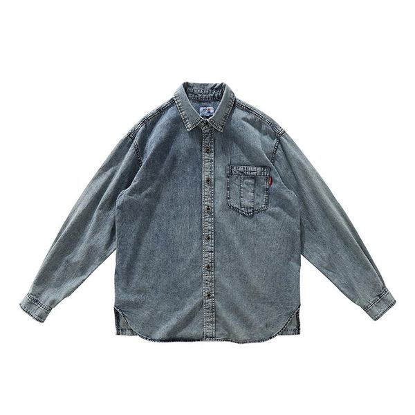 men's casual shirts 2021 washed denim shirt for men japanese long sleeve couple clothing vintage loose camisas para hombre, White;black
men's casual shirts 2021 washed denim shirt for men japanese long sleeve couple clothing vintage loose camisas para hombre, White;black