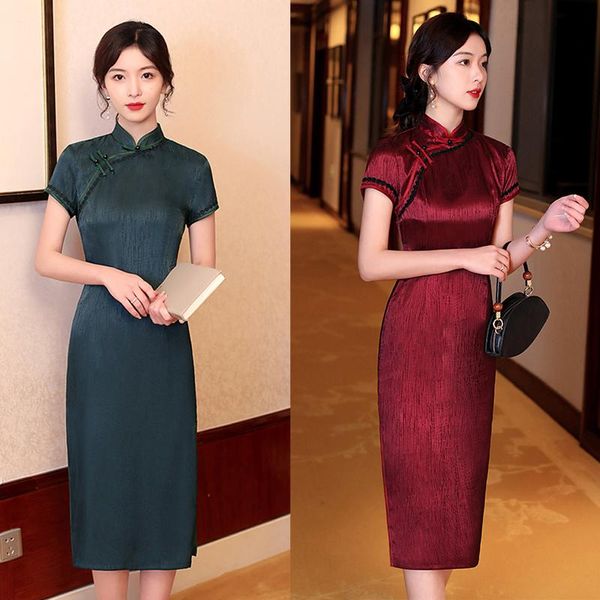 ethnic clothing 2color cheongsam chinese traditional clothes for women summer short dress slim skirts satin slit wedding elegant 2021, Red
ethnic clothing 2color cheongsam chinese traditional clothes for women summer short dress slim skirts satin slit wedding elegant 2021, Red