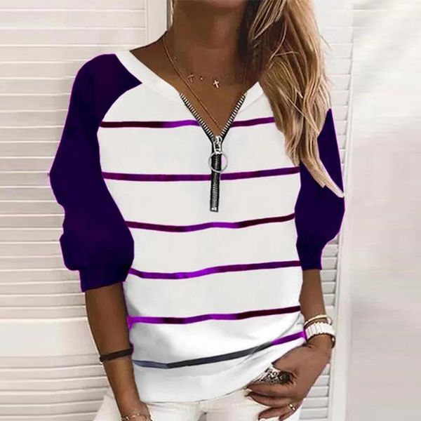 women's t-shirt autumn spring casual long sleeve women tees shirt striped print simple t-shirts elegant zip up v-neck office lady pullo, White
women's t-shirt autumn spring casual long sleeve women tees shirt striped print simple t-shirts elegant zip up v-neck office lady pullo, White