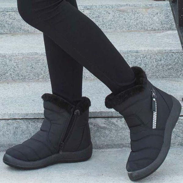 boots snow women flat shoes for slip on platform women's soft waterproof ankle fur botas mujer winter footwear, Black
boots snow women flat shoes for slip on platform women's soft waterproof ankle fur botas mujer winter footwear, Black