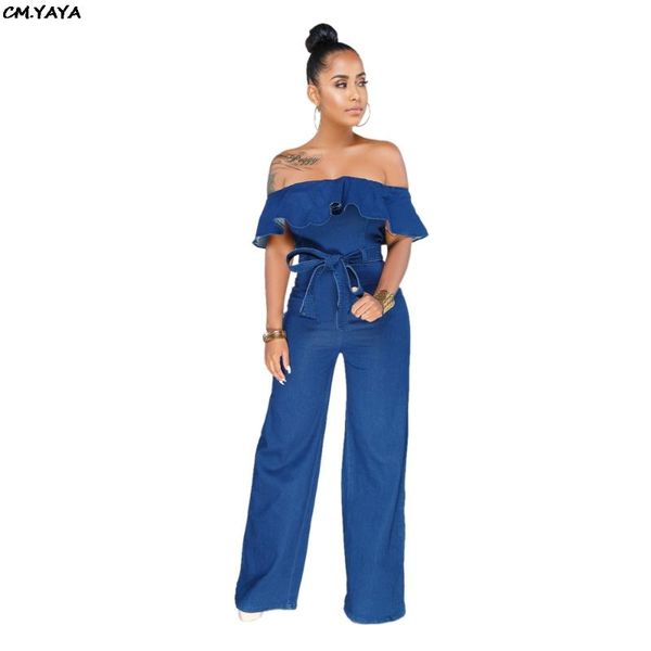 women's jumpsuits & rompers women off shoulder butterfly sleeve high waist sashes demin straight casual fashion playsuits blue 8580, Black;white
women's jumpsuits & rompers women off shoulder butterfly sleeve high waist sashes demin straight casual fashion playsuits blue 8580, Black;white