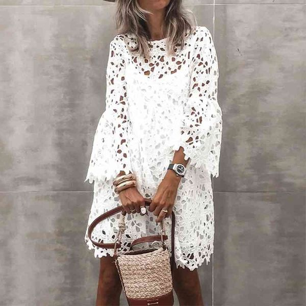 casual dresses spring women white lace dress o neck flare sleeve two pieces summer female a line short party vestidos 2021 44a6, Black;gray
casual dresses spring women white lace dress o neck flare sleeve two pieces summer female a line short party vestidos 2021 44a6, Black;gray