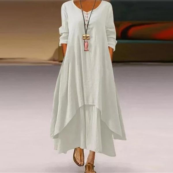casual dresses plus size women summer linen v neck double layer buttoned long asymmetric maxi elegant women's party, Black;gray
casual dresses plus size women summer linen v neck double layer buttoned long asymmetric maxi elegant women's party, Black;gray