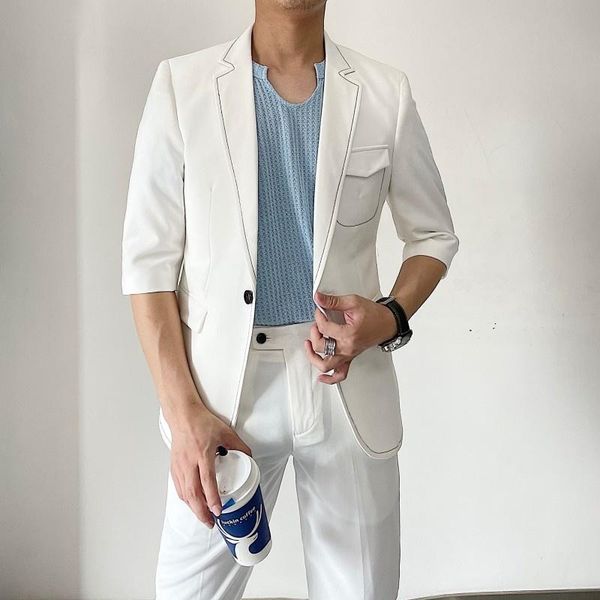 men's suits & blazers summer casual slim suit men korean 2-piece wedding business tuxedos party dinner dress traje novio 2021, White;black
men's suits & blazers summer casual slim suit men korean 2-piece wedding business tuxedos party dinner dress traje novio 2021, White;black