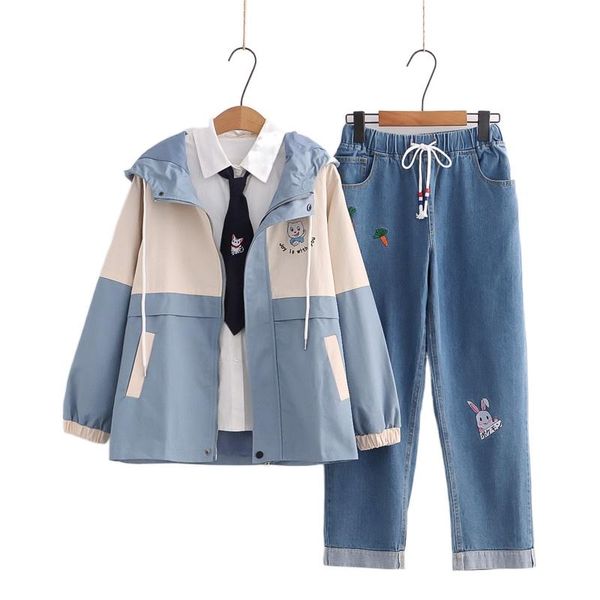 women's two piece pants casual sets 3 set clothing zipper hooded jackets with denim tie shirts 2021 autumn tracksuit, White
women's two piece pants casual sets 3 set clothing zipper hooded jackets with denim tie shirts 2021 autumn tracksuit, White