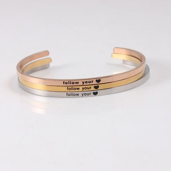 bangle fashion jewelry "follow your "stainless steel positive jump bracelet inspirational quote cuff mantra bangles for women, Black
bangle fashion jewelry "follow your "stainless steel positive jump bracelet inspirational quote cuff mantra bangles for women, Black