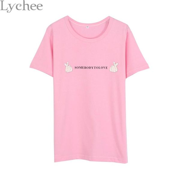 women's t-shirt lychee harajuku korean style summer women finger crossed letters printed short sleeve casual loose t shirt tee top, White
women's t-shirt lychee harajuku korean style summer women finger crossed letters printed short sleeve casual loose t shirt tee top, White