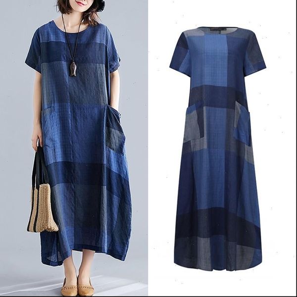 fashion womens check sundress summer dress short sleeve maxi vestidos female casual dress plus size o neck plaid robe, Black;gray
fashion womens check sundress summer dress short sleeve maxi vestidos female casual dress plus size o neck plaid robe, Black;gray