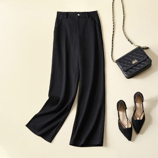 new spring 2021 high waist women woolen long female trousers outwear pure color stright pants bl9o, Black;white
new spring 2021 high waist women woolen long female trousers outwear pure color stright pants bl9o, Black;white