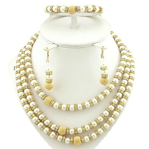 earrings & necklace bead jewelry sets african gold wedding accessories fine women, Silver