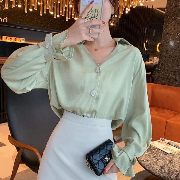 women's polos fashion shirt 2021 spring small v-neck long-sleeved casual blous office lady korean clothing chic, White
women's polos fashion shirt 2021 spring small v-neck long-sleeved casual blous office lady korean clothing chic, White