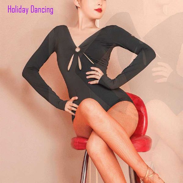 stage wear 2021 w831 female latin dance bodysuit long sleeve v neck women performance modern dancing latino dancewear, Black;red
stage wear 2021 w831 female latin dance bodysuit long sleeve v neck women performance modern dancing latino dancewear, Black;red