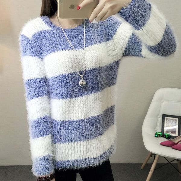 women's sweaters women winter knitted sweater striped o-neck female autumn casual jumper warm womens pullover mohair, White;black
women's sweaters women winter knitted sweater striped o-neck female autumn casual jumper warm womens pullover mohair, White;black