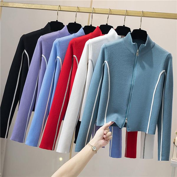 women's knits & tees singreiny design knitted zipper cardigan women stand collar long sleeve slim autumn korean fashion streetwear out, White
women's knits & tees singreiny design knitted zipper cardigan women stand collar long sleeve slim autumn korean fashion streetwear out, White