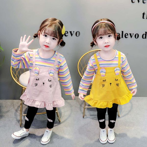 new korean children's long sleeve suspender skirt and two piece leggings, Blue
new korean children's long sleeve suspender skirt and two piece leggings, Blue