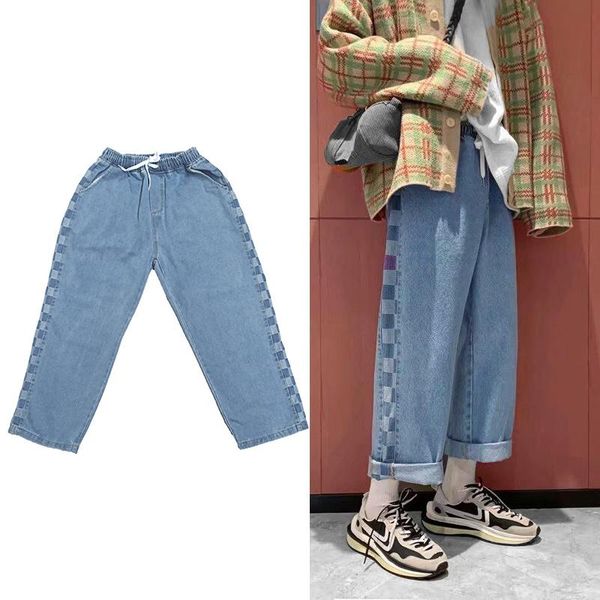 men's jeans shzq wide-leg pants baggy men elastic waist stitching geometric check pattern hip-hop hip hop boys school style blue
men's jeans shzq wide-leg pants baggy men elastic waist stitching geometric check pattern hip-hop hip hop boys school style blue