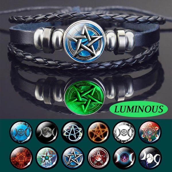 tennis handwoven bangle bracelet occult star pentagram multilayer triple moon goddess charm braided leather bracelets jewelry, Golden;silver
tennis handwoven bangle bracelet occult star pentagram multilayer triple moon goddess charm braided leather bracelets jewelry, Golden;silver