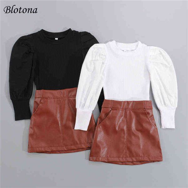 blotona 2pcs kids girls fashion fall outfits, long puff sleeve ribbed knitted sweater + mini leather skirt set, 1-5years g220217, White
blotona 2pcs kids girls fashion fall outfits, long puff sleeve ribbed knitted sweater + mini leather skirt set, 1-5years g220217, White