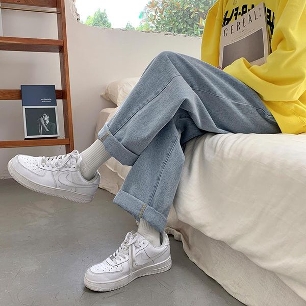 men's jeans straight loose, all-match nine pants thin korean style trendy wide leg casual men, Blue
men's jeans straight loose, all-match nine pants thin korean style trendy wide leg casual men, Blue