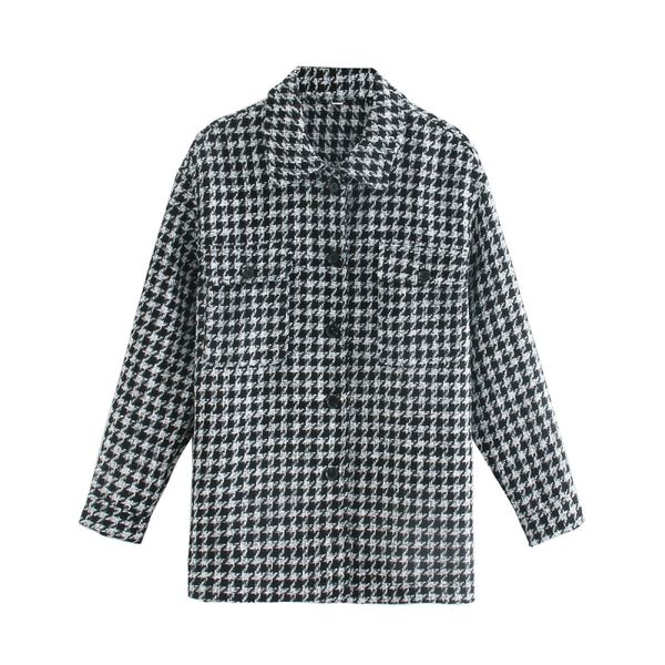 women fashion vintage houndstooth plaid jacket female chic pockets button-up coat ladies casual outerwear, Black;brown
women fashion vintage houndstooth plaid jacket female chic pockets button-up coat ladies casual outerwear, Black;brown