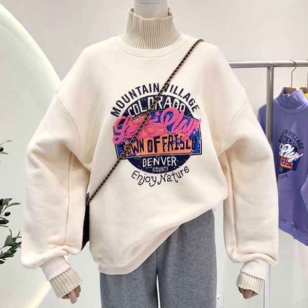 2021 vintage letters print thick warm sweatshirt women oversized turtleneck design winter casual harajuku teens girls new korean yn89, Black
2021 vintage letters print thick warm sweatshirt women oversized turtleneck design winter casual harajuku teens girls new korean yn89, Black