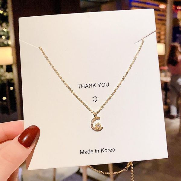 pendant necklaces star moon titanium steel necklace for women fashion simple clavicle chain zircon party jewelry, Silver
pendant necklaces star moon titanium steel necklace for women fashion simple clavicle chain zircon party jewelry, Silver
