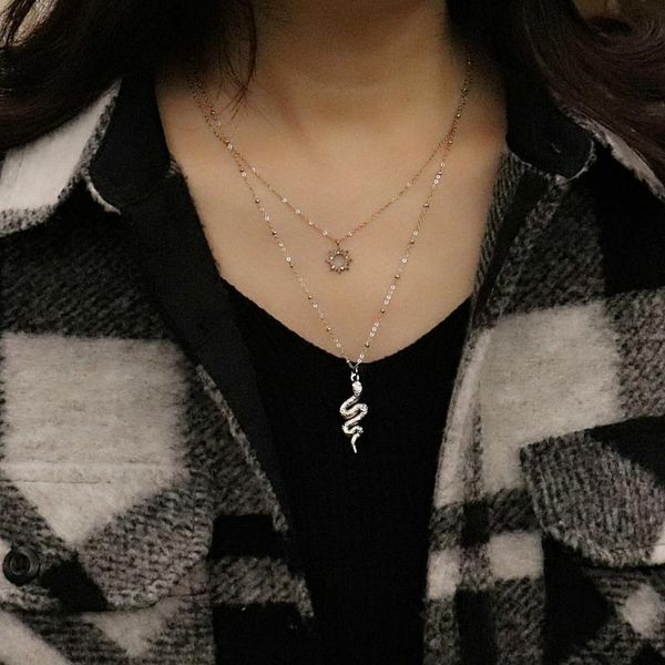 stainless steel necklace for women snake necklace long chain choker snake crystal pendant multilayer necklaces, Silver
stainless steel necklace for women snake necklace long chain choker snake crystal pendant multilayer necklaces, Silver