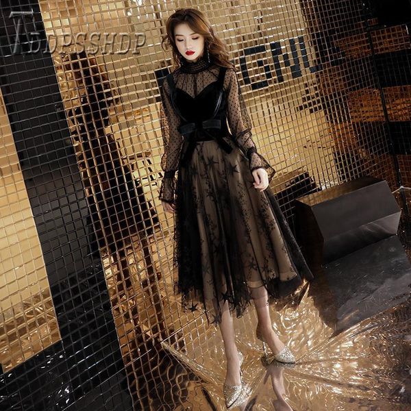 casual dresses 2021 black color party elegant women dress waist strap transparent sleeve female, Black;gray
casual dresses 2021 black color party elegant women dress waist strap transparent sleeve female, Black;gray