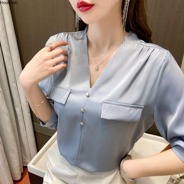 women's blouses & shirts chiffon slim casual blouse solid three buttons v-neck pullover shirt fashion short sleeve summer 30036, White
women's blouses & shirts chiffon slim casual blouse solid three buttons v-neck pullover shirt fashion short sleeve summer 30036, White