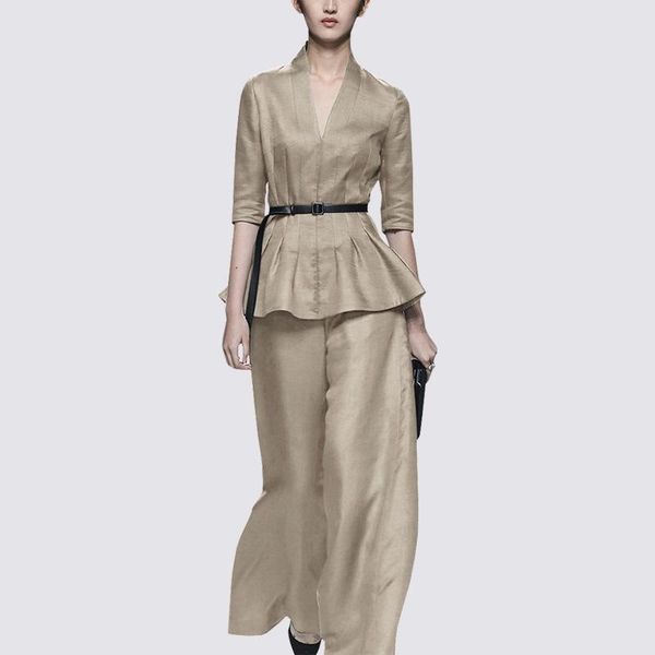 women's tracksuits european and american spring summer five-point sleeve v-neck shirt fashion professional suit wide-leg pants two-piec, Gray
women's tracksuits european and american spring summer five-point sleeve v-neck shirt fashion professional suit wide-leg pants two-piec, Gray