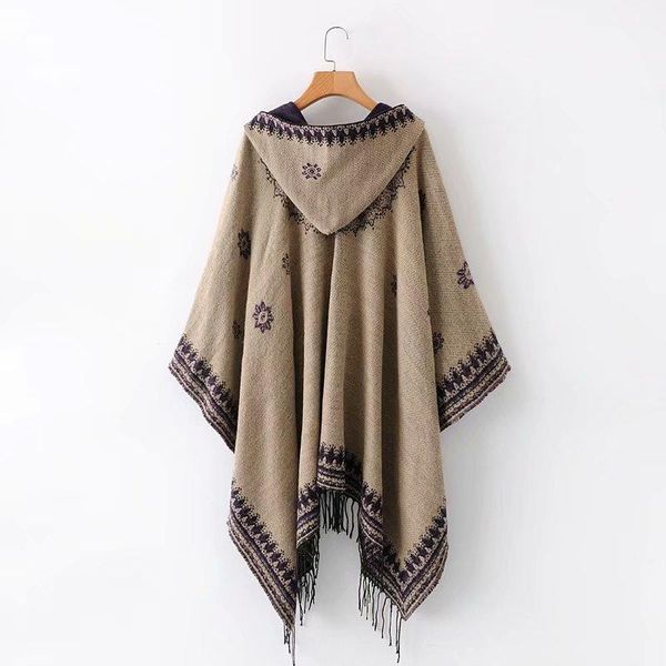 scarves boho style hooded shawl women 2021 autumn and winter retro tassel big cloak travel concave shape scarf, Blue;gray
scarves boho style hooded shawl women 2021 autumn and winter retro tassel big cloak travel concave shape scarf, Blue;gray