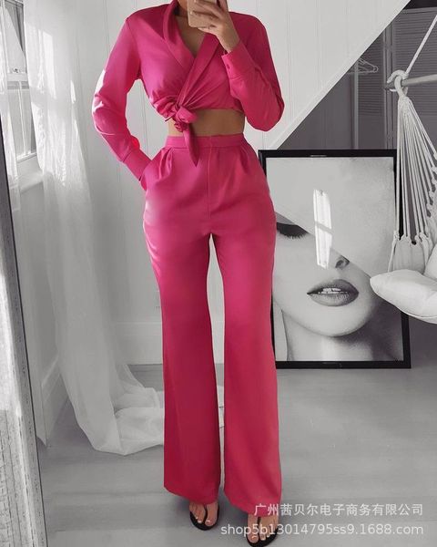 women's two piece pants spot 2021 style rose red lapel long sleeve suit trousers, White
women's two piece pants spot 2021 style rose red lapel long sleeve suit trousers, White