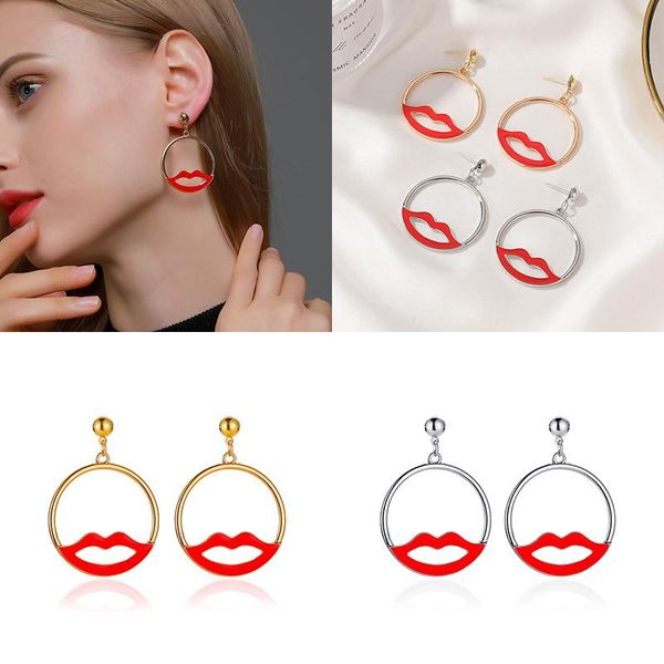 dangle & chandelier gold color red enamel lip mouth earrings round shape female temperament geometric simple fashion vintage metal jewelry f, Silver
dangle & chandelier gold color red enamel lip mouth earrings round shape female temperament geometric simple fashion vintage metal jewelry f, Silver