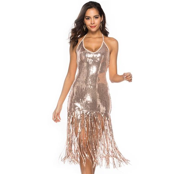casual dresses sparkling sequins tassel women dress v neck halter backless high waist slim package hip shining party night, Black;gray
casual dresses sparkling sequins tassel women dress v neck halter backless high waist slim package hip shining party night, Black;gray