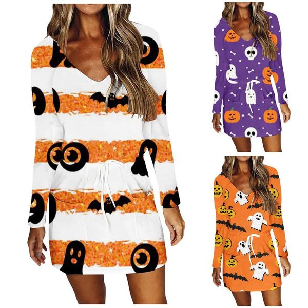 casual dresses halloween fashion women's dress autumn winter female v-neck printed print long sleeve high waist, Black;gray
casual dresses halloween fashion women's dress autumn winter female v-neck printed print long sleeve high waist, Black;gray