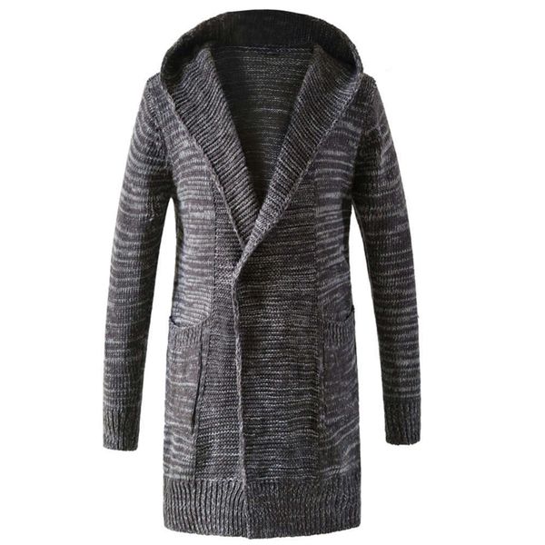men's medium length cardigan and hooded autumn winter casual sweater coat, White;black
men's medium length cardigan and hooded autumn winter casual sweater coat, White;black
