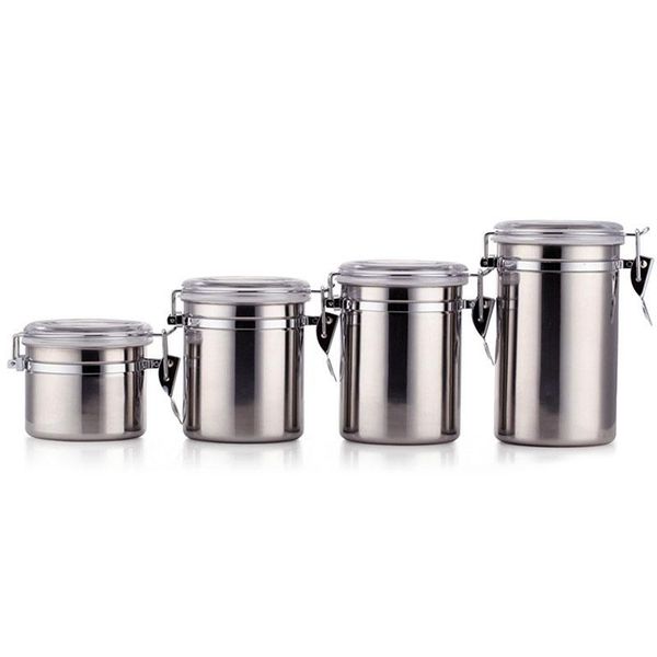 storage bottles & jars 4pcs stainless steel tank with lid anti-leakage food sealed coffee metal container
storage bottles & jars 4pcs stainless steel tank with lid anti-leakage food sealed coffee metal container