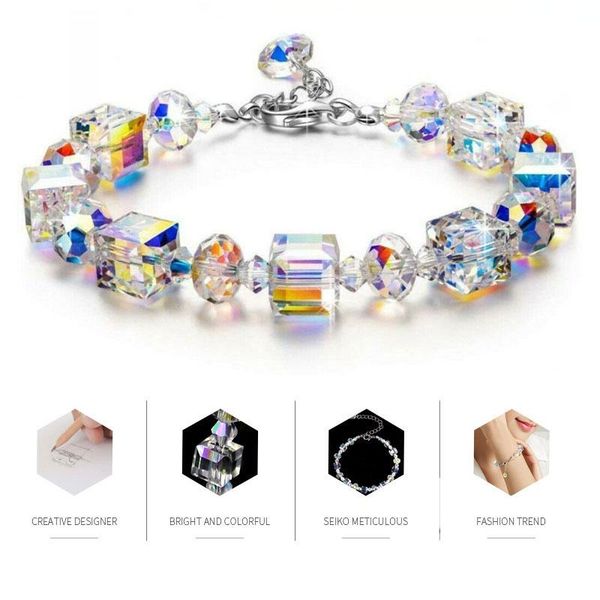northern lights bracelet square crystal bracelet exquisite luxury fashion jewelry women girls link chain bracelets, Black
northern lights bracelet square crystal bracelet exquisite luxury fashion jewelry women girls link chain bracelets, Black